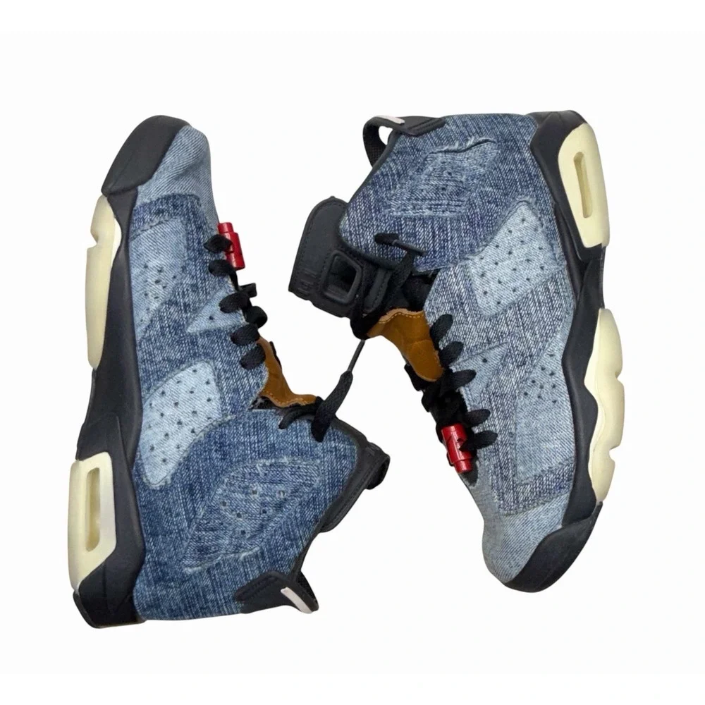 Nike Air Jordan 6 Retro Washed Denim GS Youth Size 7Y - CV5489-401 Blue Black